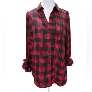 The Limited Red and Black Checkered Button Down Shirt S